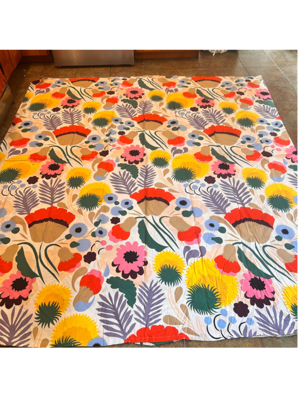 Marimekko Floral Duvet Cover Queen Multicolor White Cotton Dopamine Floral 92x92